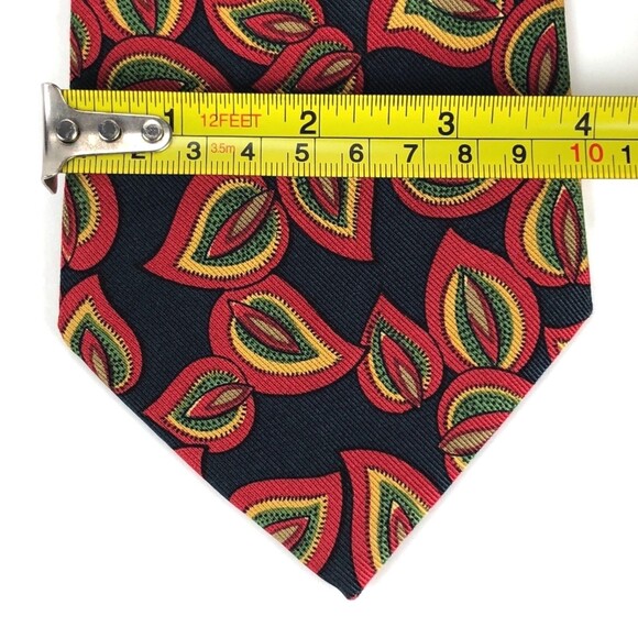 BURBERRYS OF LONDON Tie Black Colorful Leaves Nature Elegant Silk Necktie Italy - Picture 9 of 10